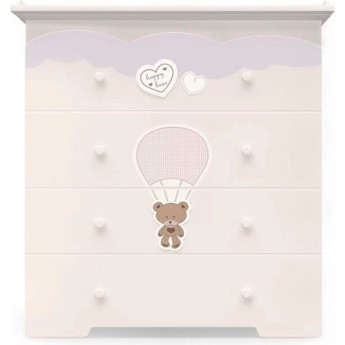 Детский комод NUOVITA STANZIONE CUTE BEAR, ваниль, 4 ящика